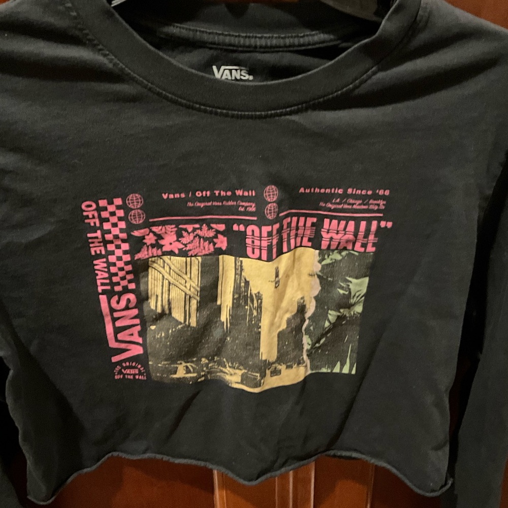 Vans Black Graphic Crop Top Size XSmall - Picture 2 of 6